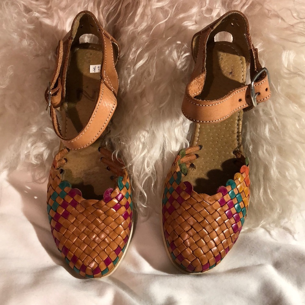 Genuine Tan Leather Wedge Sandal (NWOT)